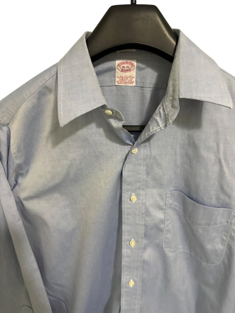 Brooks Brothers 1818 Regular Fit All Cotton Shirt Mens Size 16-35 Blue - Picture 3 of 6
